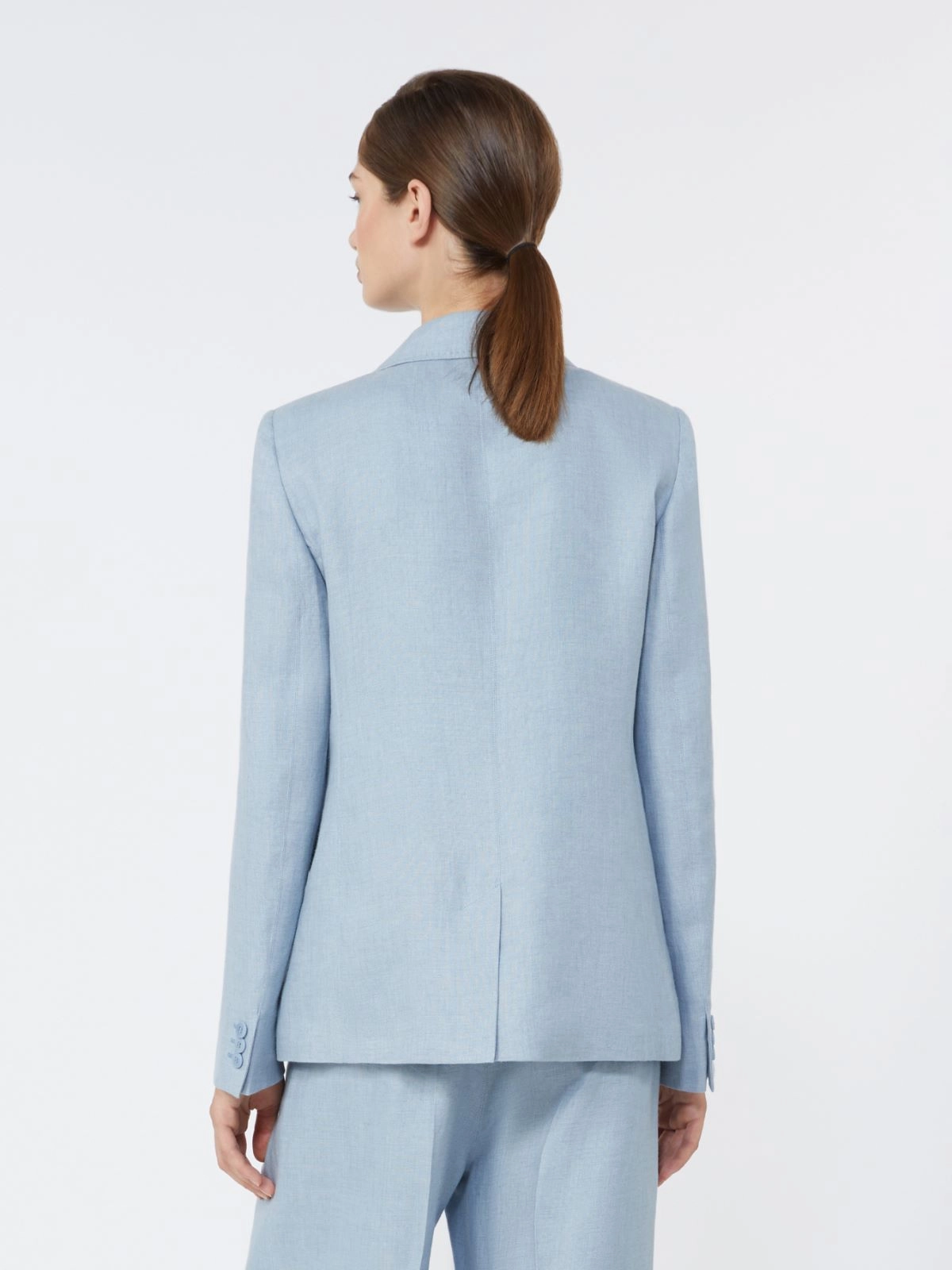 Weekend Max Mara giacca in canvas di lino azzurro WKDNALUT - immagine 3