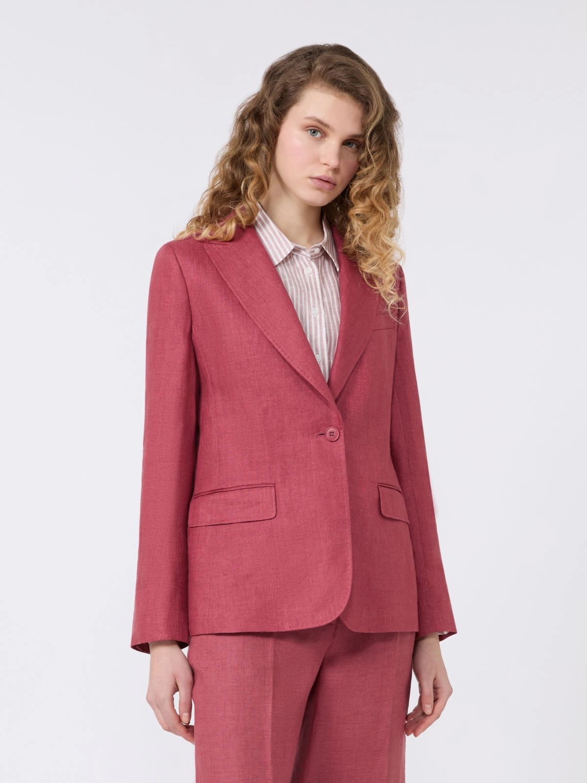 Weekend Max Mara giacca in canvas di lino rosso ciliegia WKDNALUT
