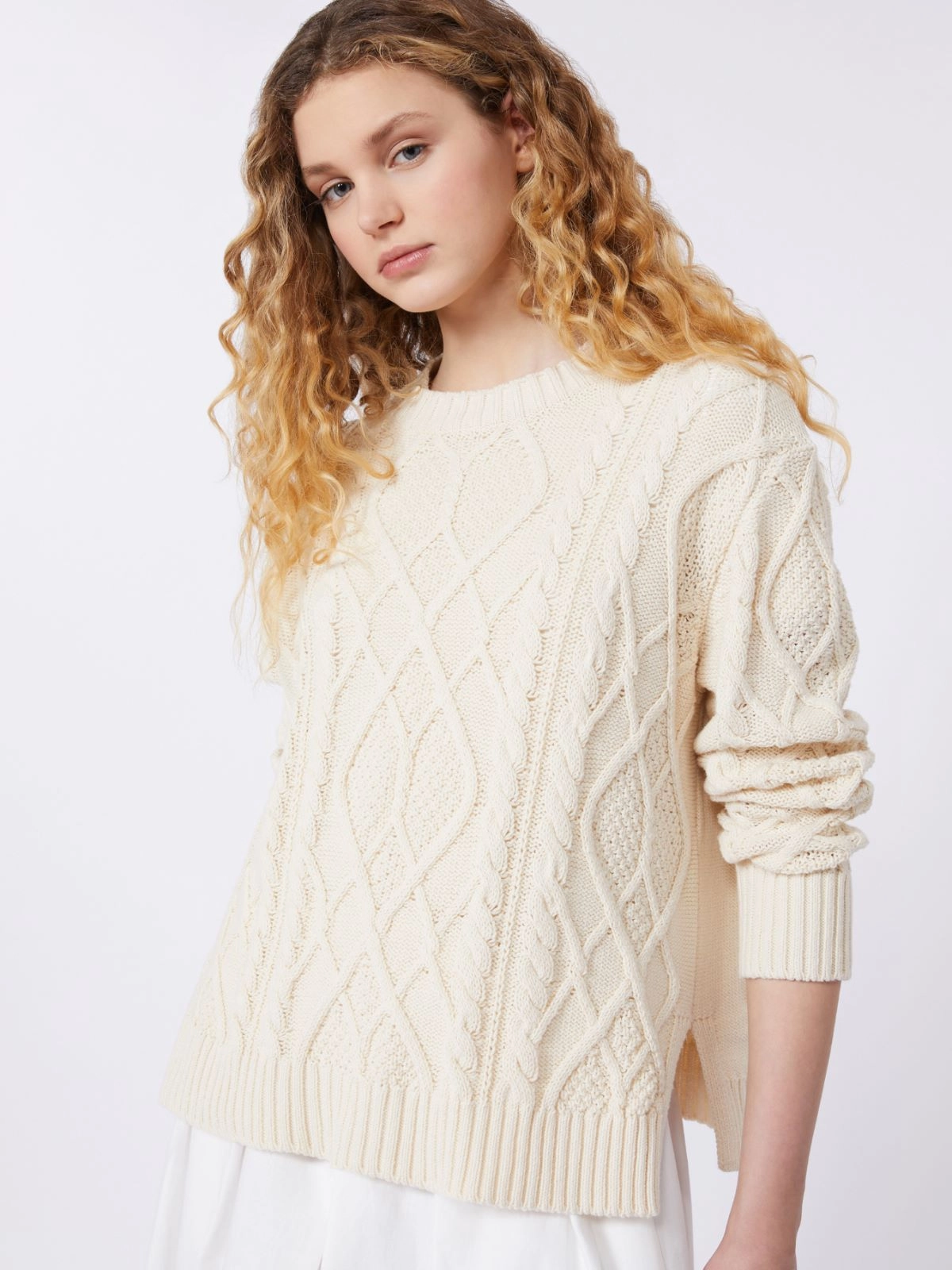 Weekend Max Mara donna maglia girocollo a trecce avorio WKDTENORE - immagine 2