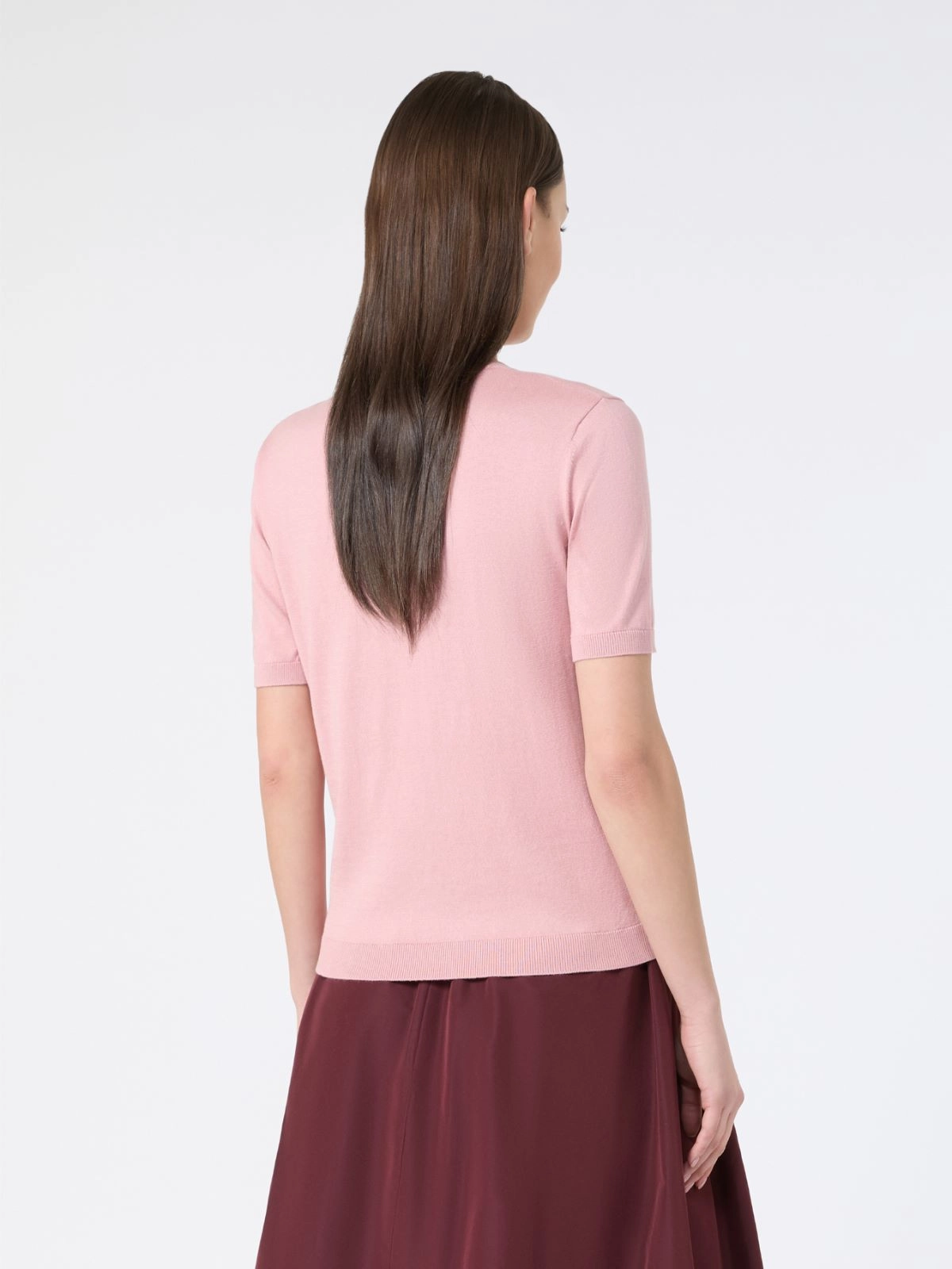 Weekend Max Mara donna maglia mezza manica in seta e cotone rosa WKDGABARRA - immagine 2