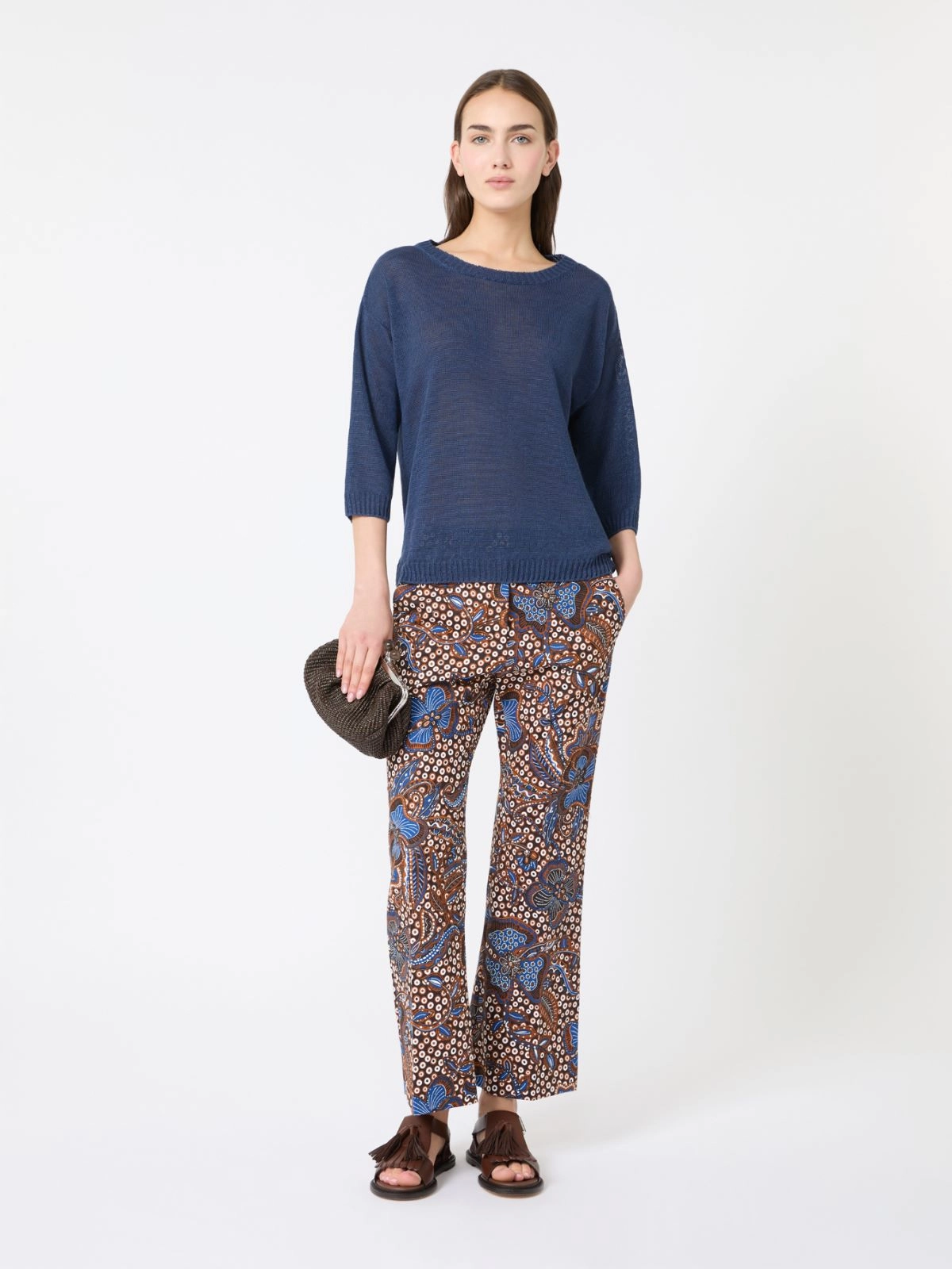 Weekend Max Mara donna maglia over in lino blu WKDCANNONE - immagine 4
