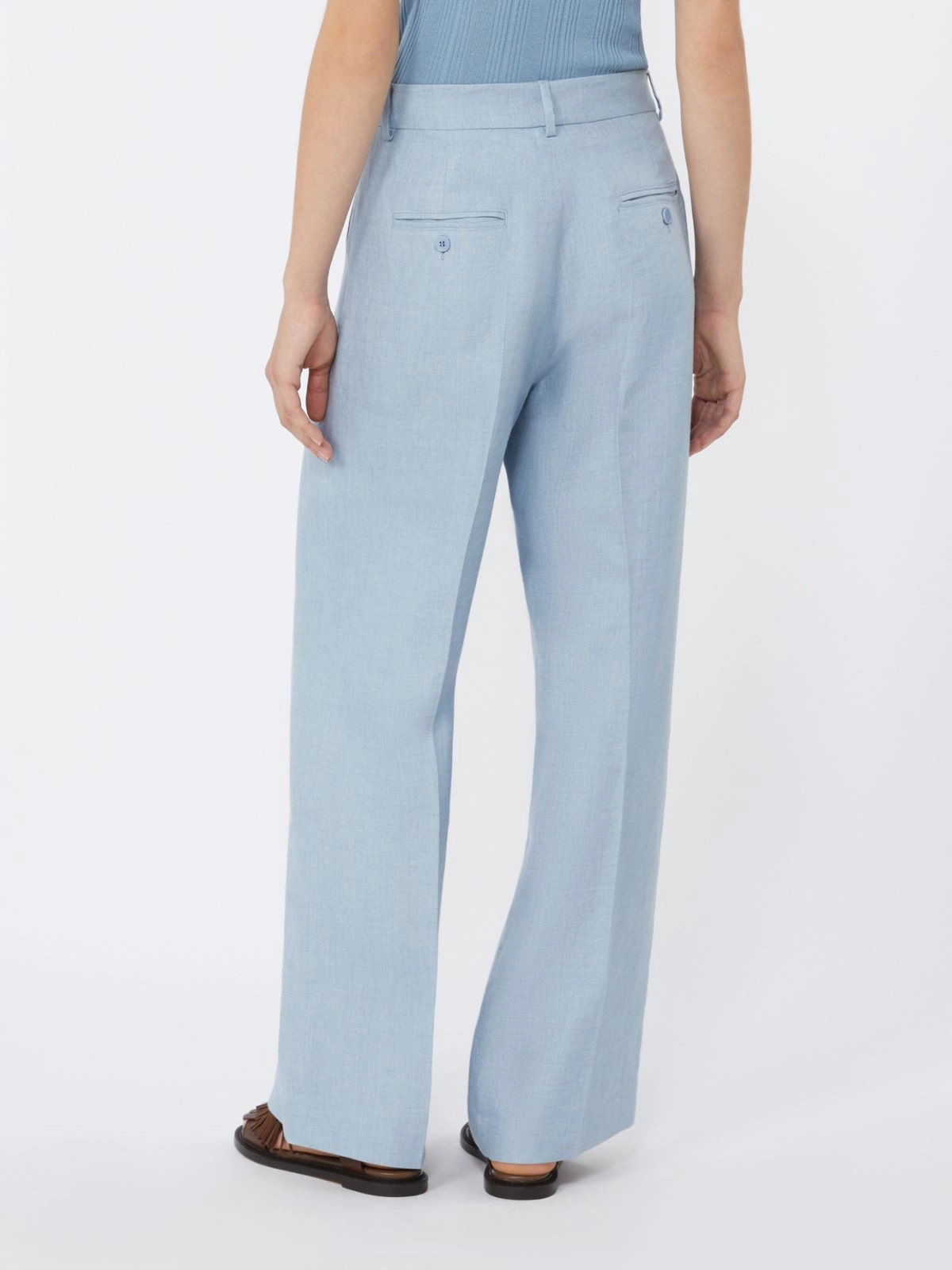 Weekend Max Mara donna pantalone in lino lavato azzurro WKDMALIZIA - immagine 2