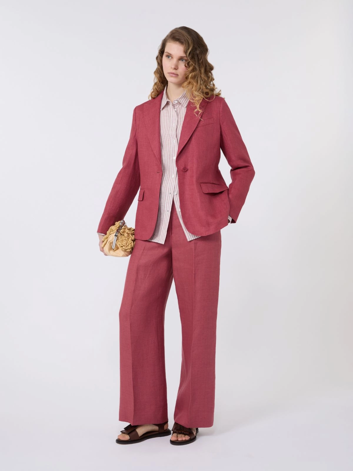 Weekend Max Mara donna pantalone in lino lavato rosso ciliegia WKDMALIZIA - immagine 3