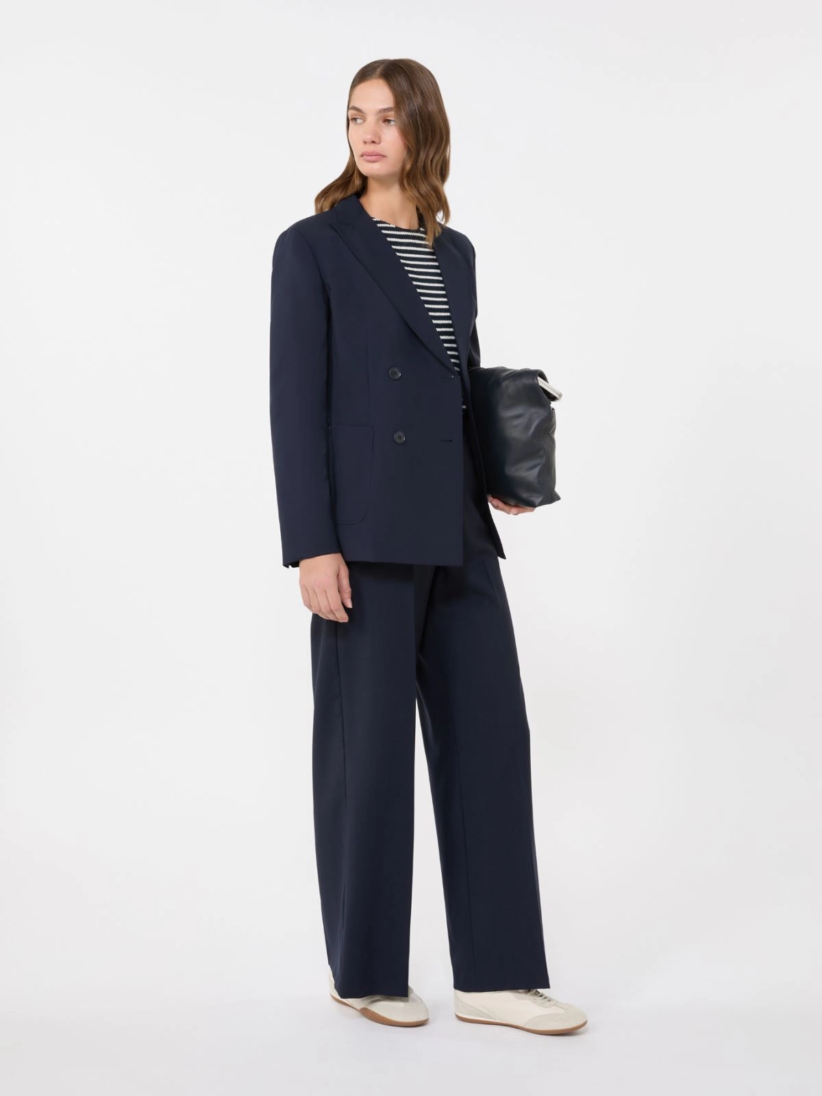 Weekend Max Mara donna pantalone palazzo in tela di lana blu WKDVISIVO - immagine 3