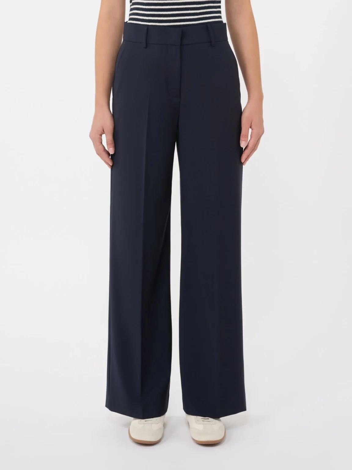 Weekend Max Mara donna pantalone palazzo in tela di lana blu WKDVISIVO
