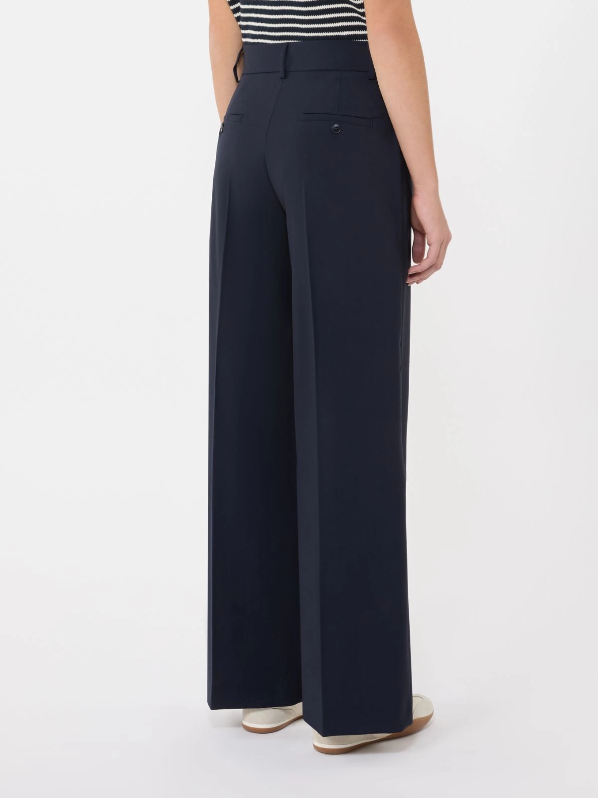 Weekend Max Mara donna pantalone palazzo in tela di lana blu WKDVISIVO - immagine 2