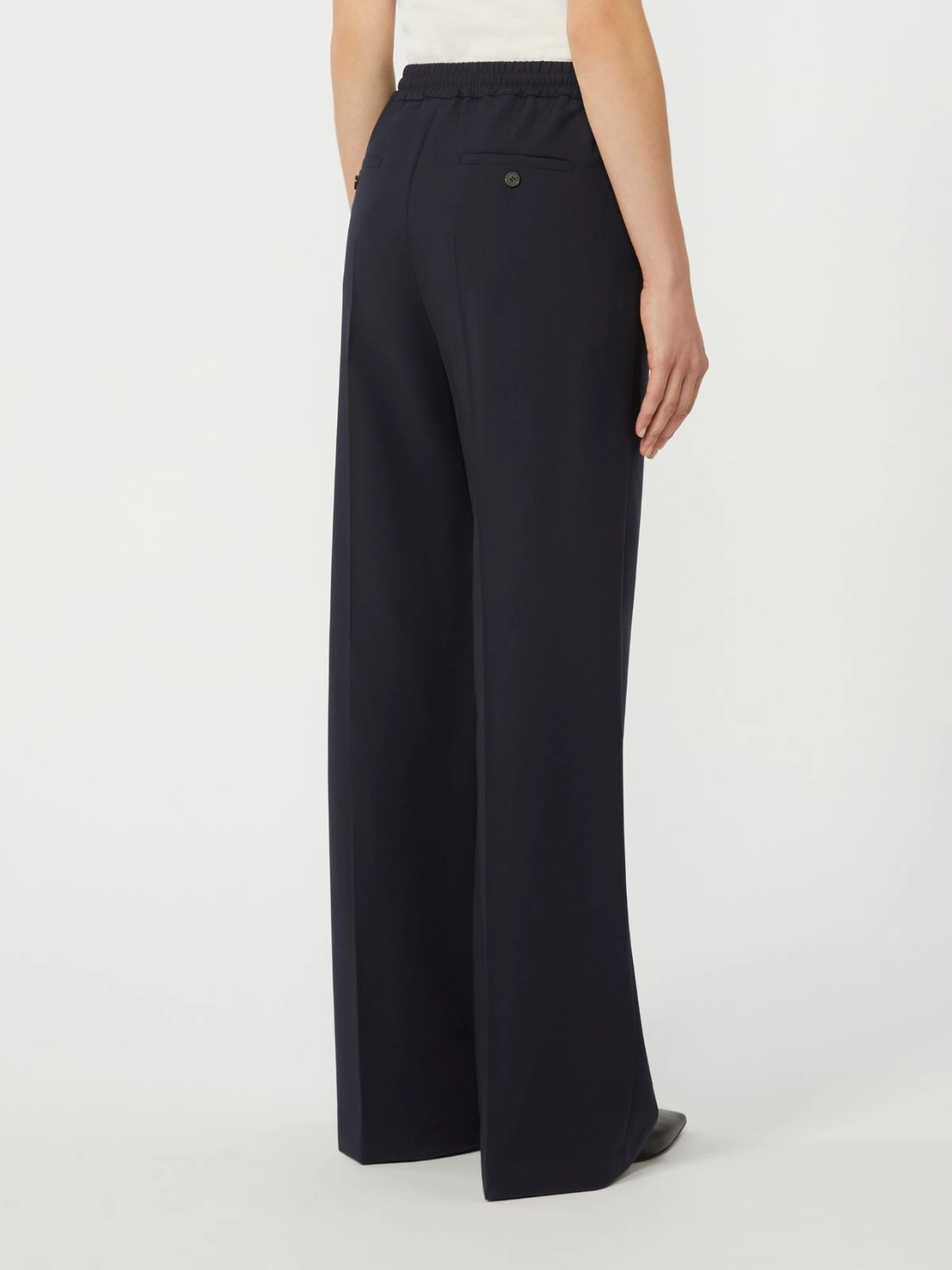 Weekend Max Mara pantalone largo in tela di lana blu WKDMALLO - immagine 2