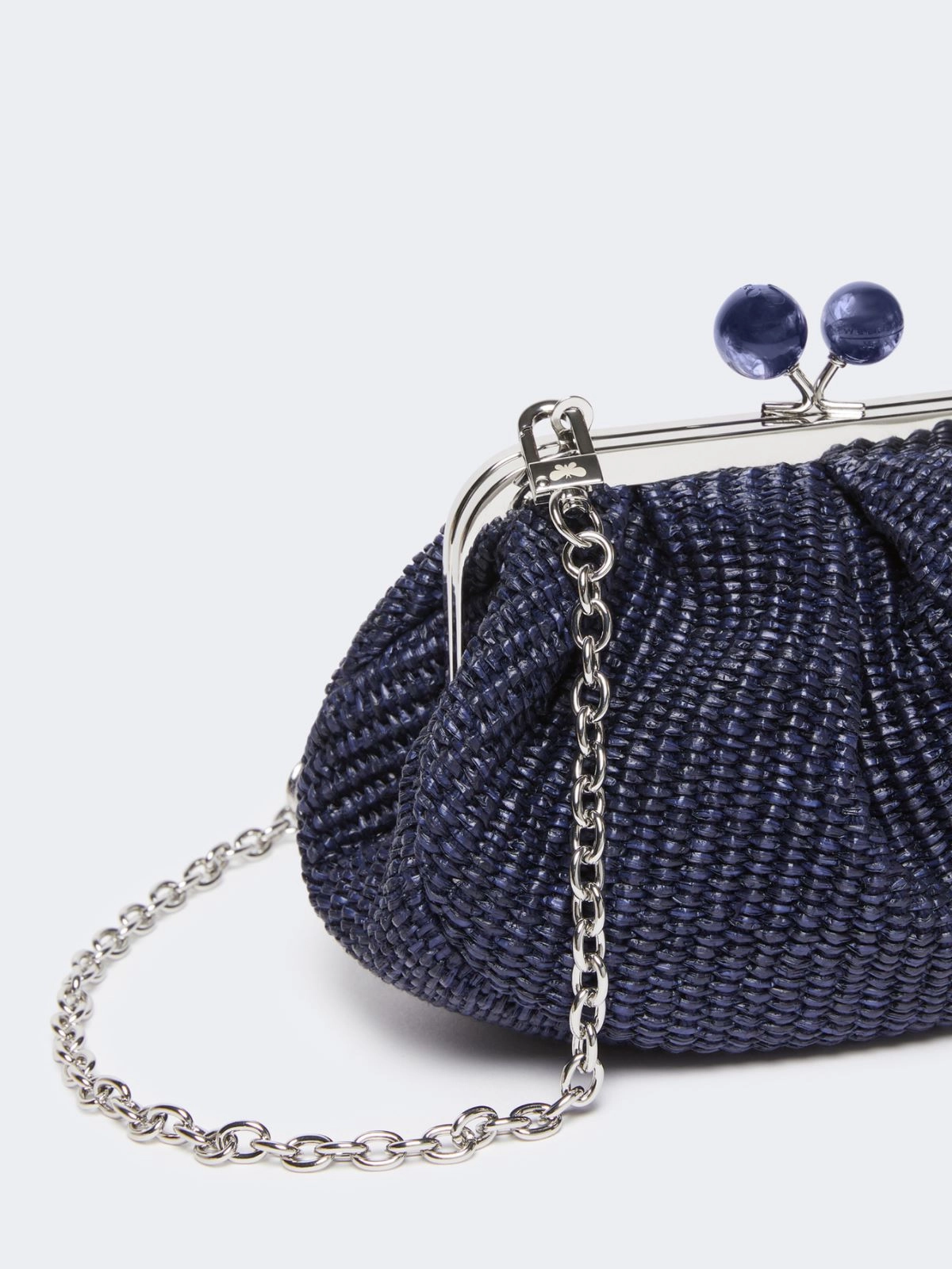 Weekend Max Mara borsa pasticcino bag small effetto rafia blu PALMAS - immagine 2