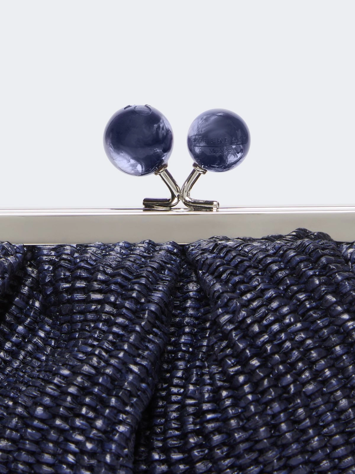 Weekend Max Mara borsa pasticcino bag small effetto rafia blu PALMAS - immagine 3