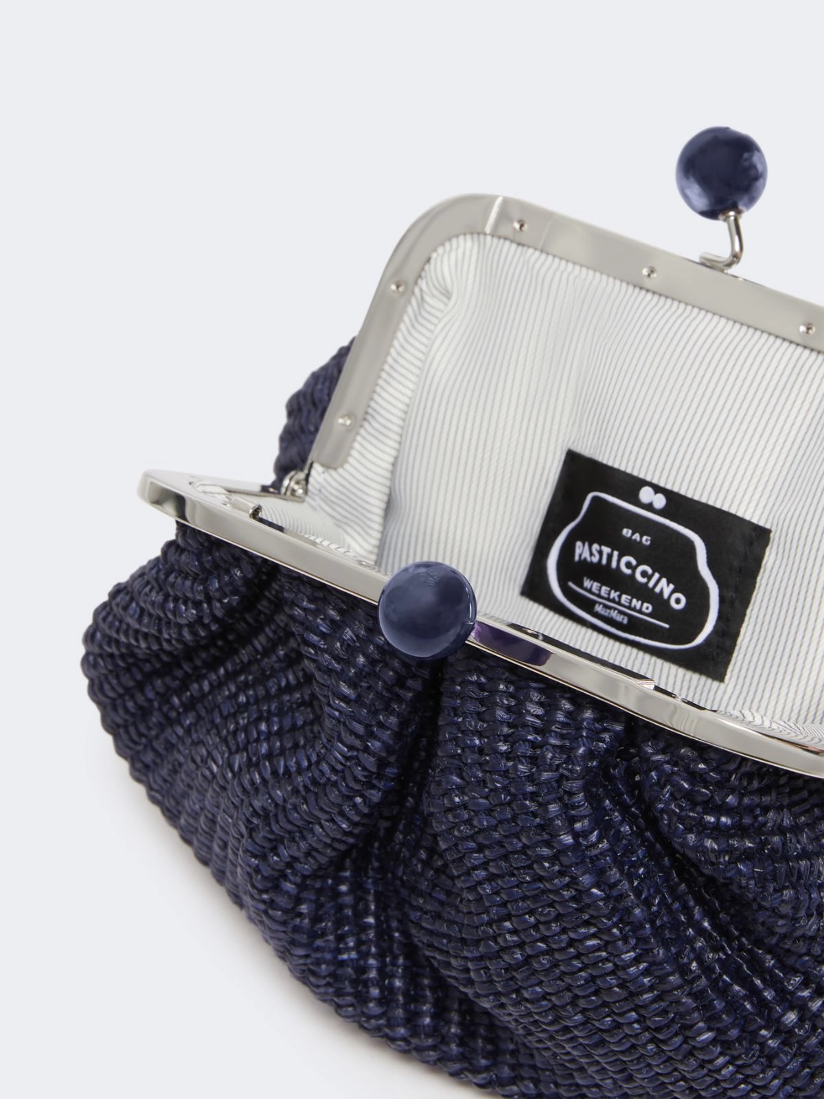Weekend Max Mara borsa pasticcino bag small effetto rafia blu PALMAS - immagine 4
