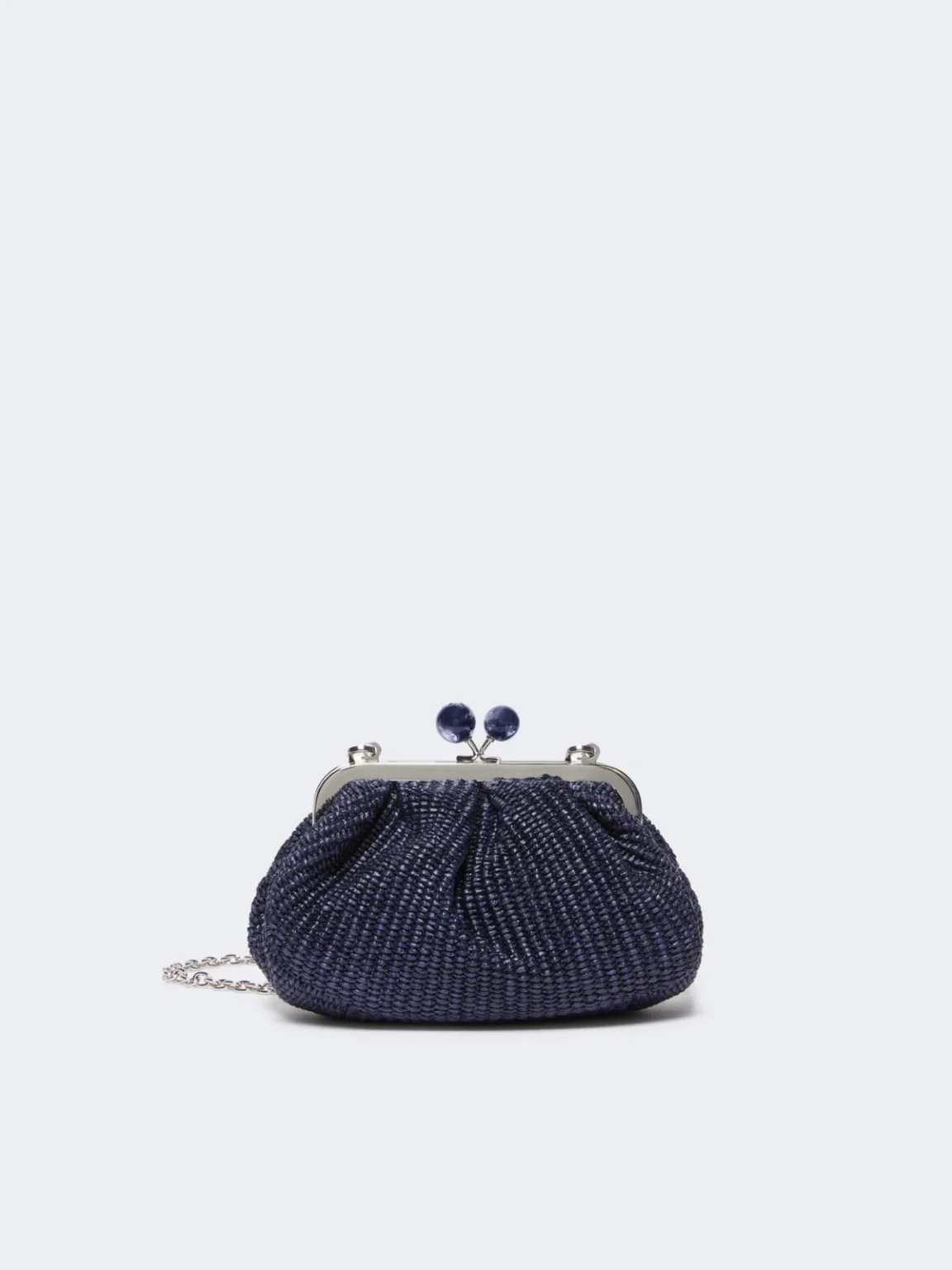 Weekend Max Mara borsa pasticcino bag small effetto rafia blu PALMAS