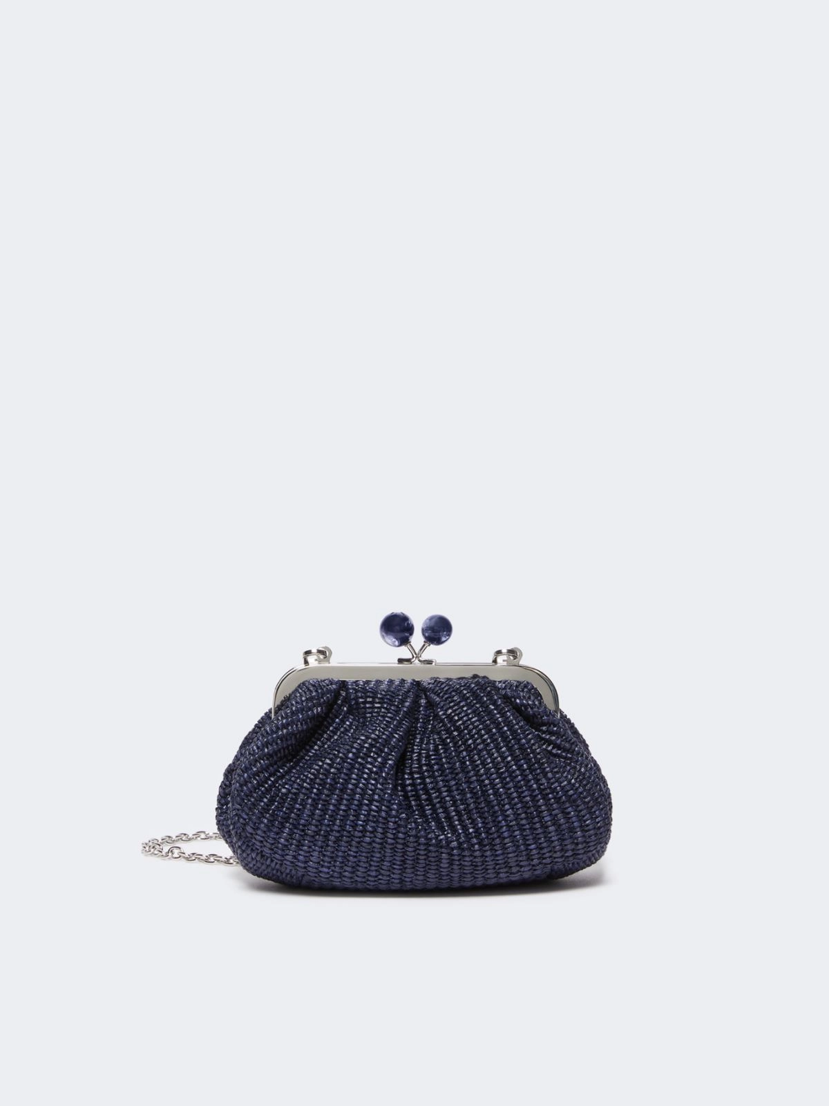 Weekend Max Mara borsa pasticcino bag small effetto rafia blu PALMAS