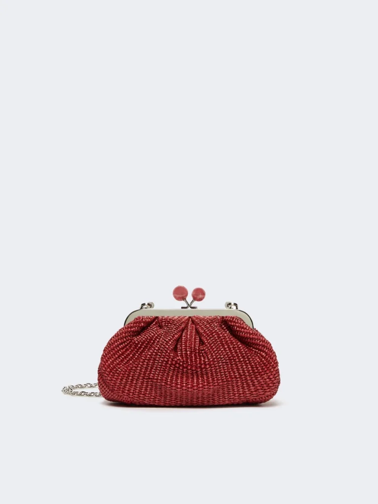 Weekend Max Mara borsa pasticcino bag small effetto rafia rosso ciliegia PALMAS