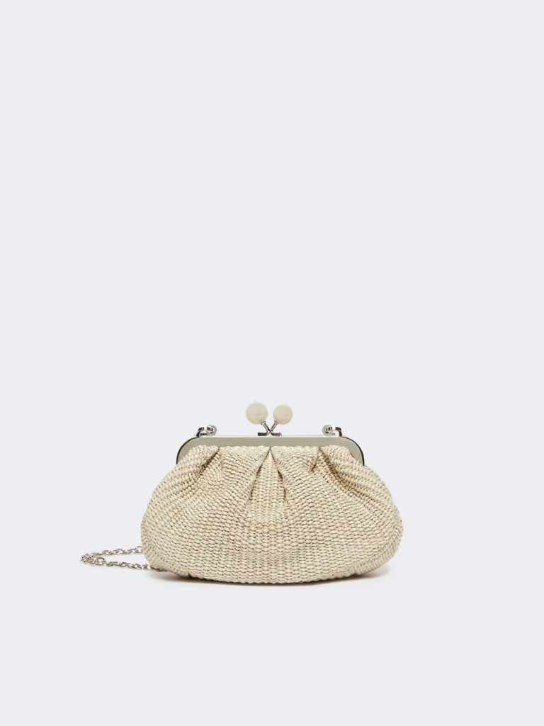 Weekend Max Mara borsa pasticcino bag small effetto rafia intonaco PALMAS