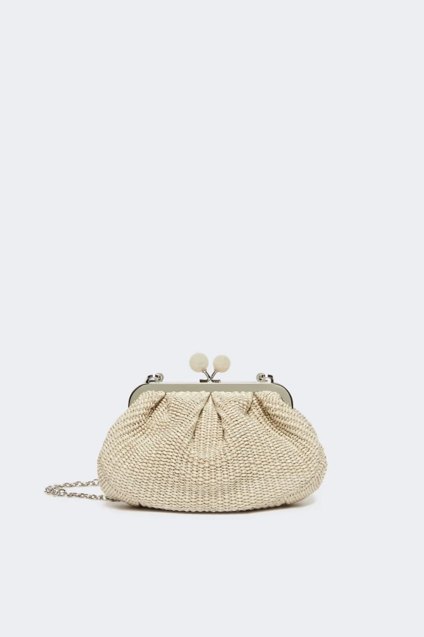 Weekend Max Mara borsa pasticcino bag small effetto rafia intonaco PALMAS
