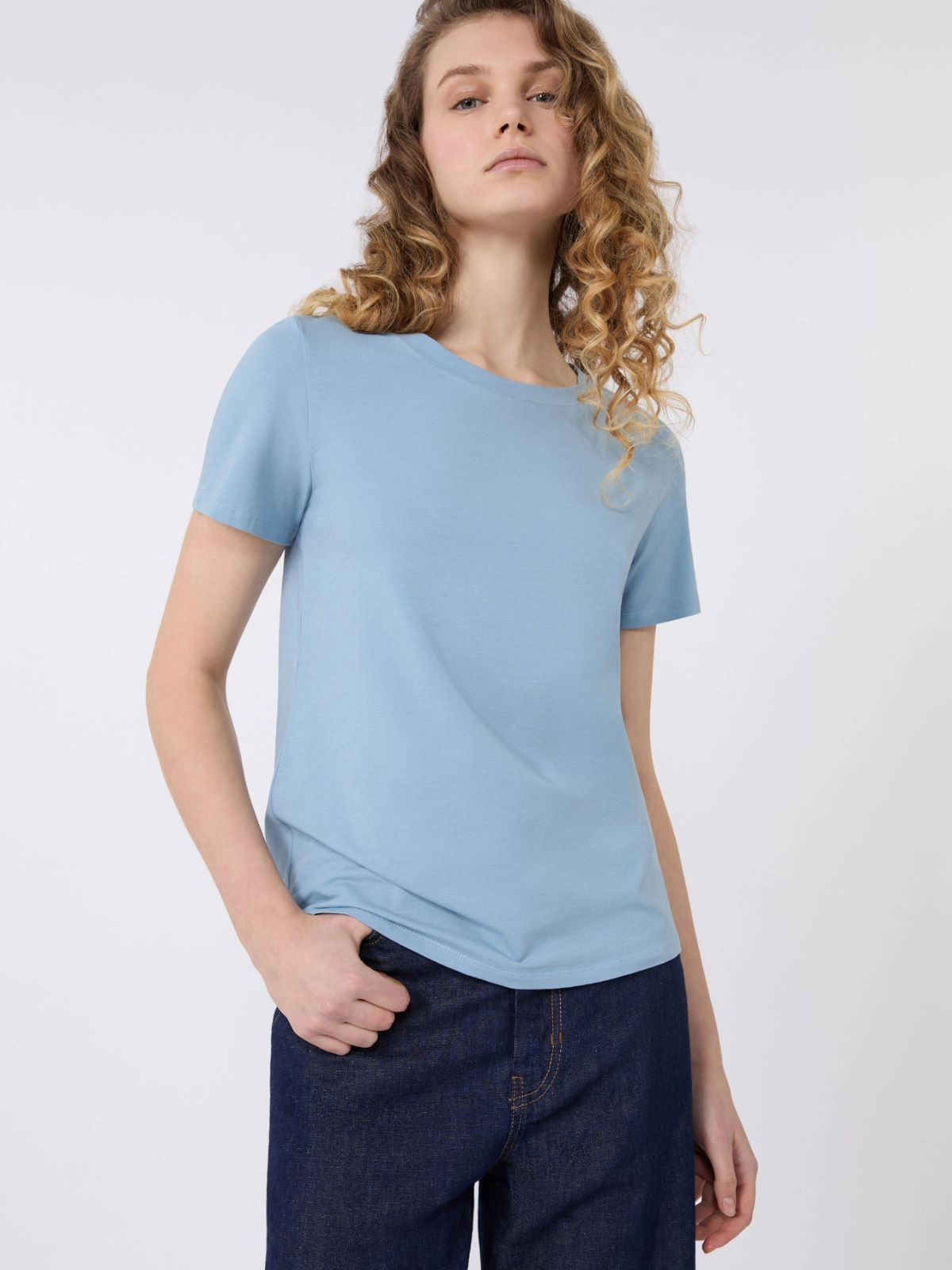 Weekend Max Mara T-shirt in jersey elasticizzato azzurra WKDMULTIF - immagine 3