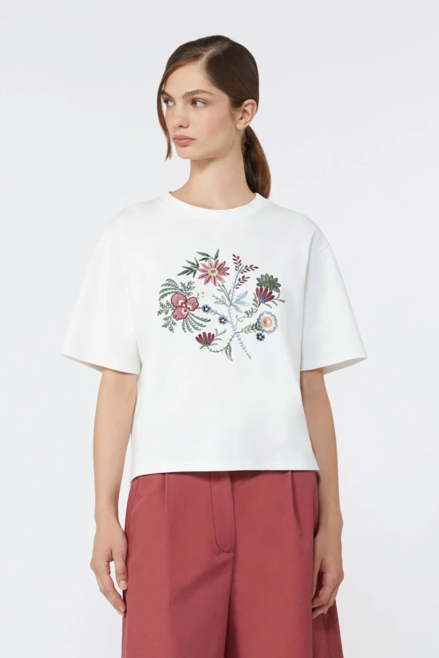 Weekend Max Mara T-shirt con ricamo fiori WKDSABATO