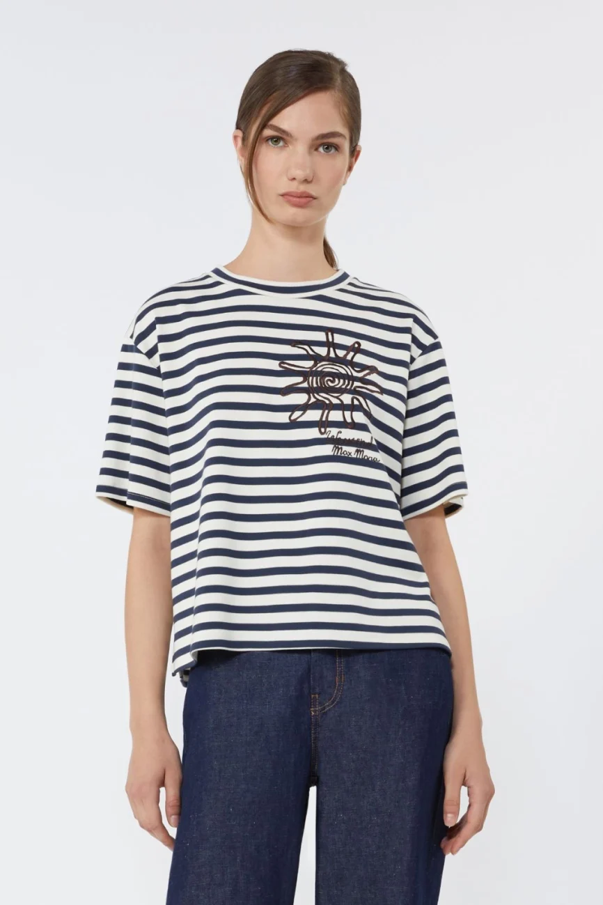 Weekend Max Mara T-shirt a righe con ricamo WKDSABATO