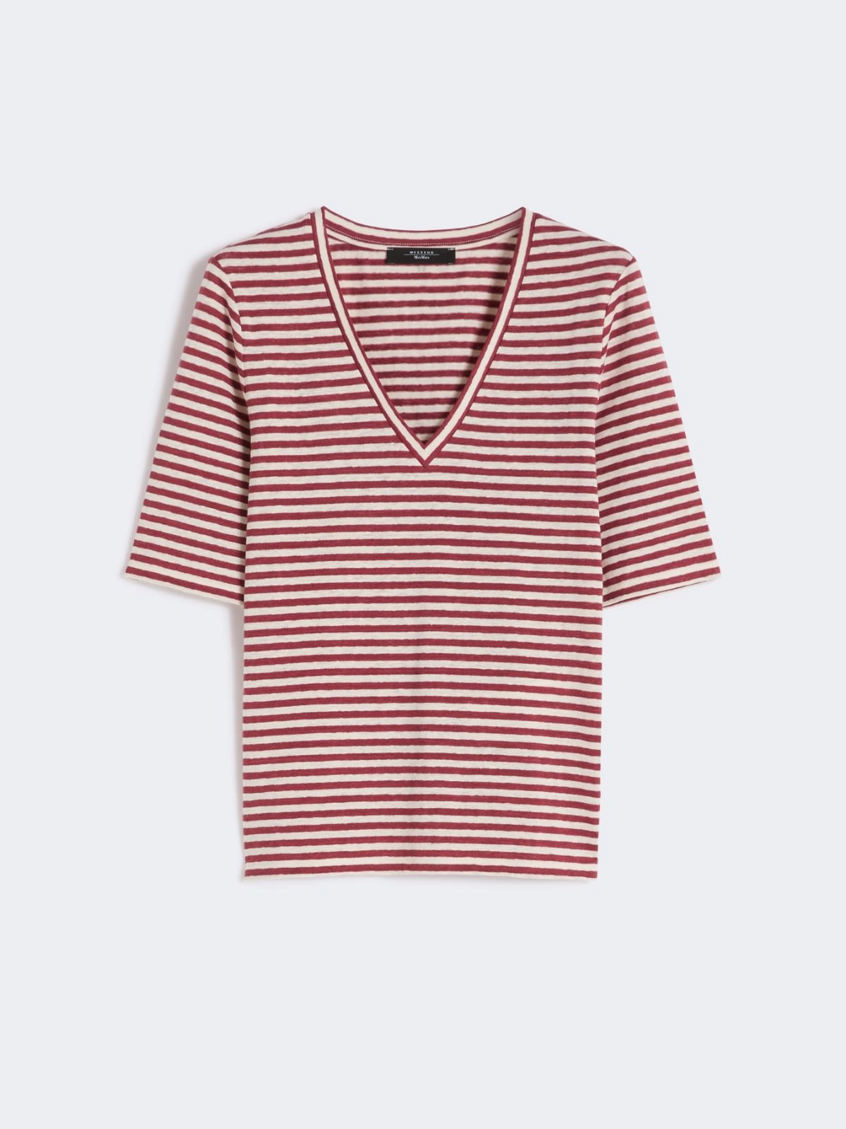 Weekend Max Mara T-shirt in lino elasticizzato a righe rossa WKDOPZIONE - immagine 4