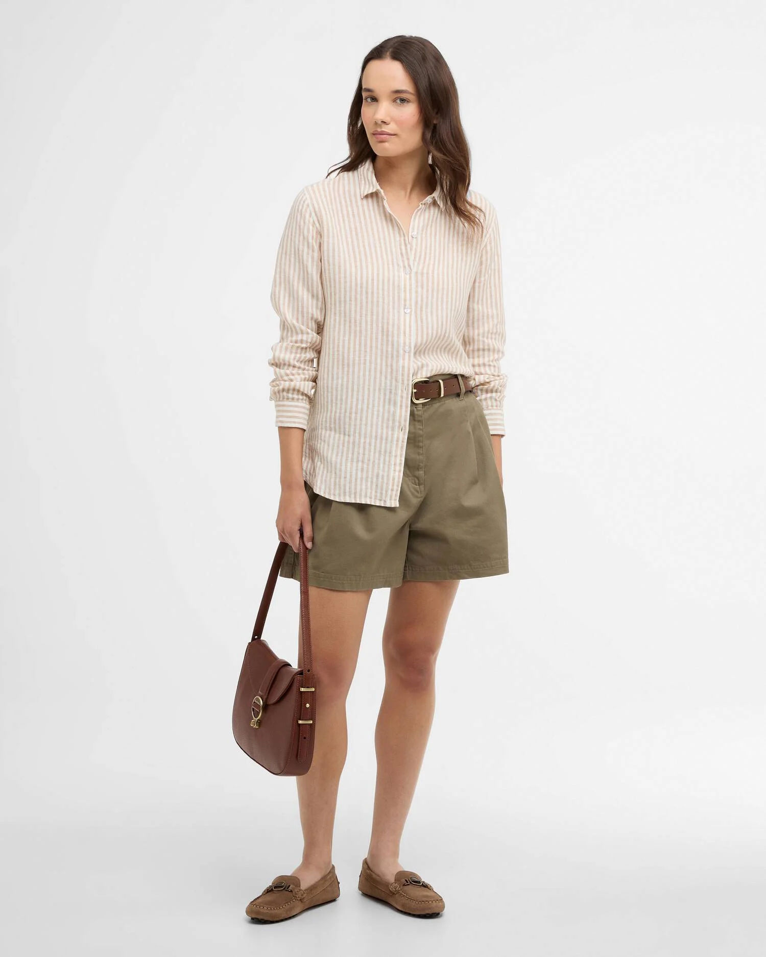 Barbour donna camicia in lino a righe beige MARINE - immagine 3