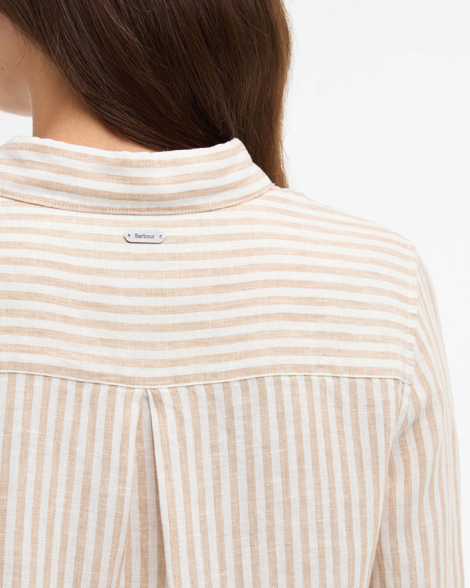 Barbour donna camicia in lino a righe beige MARINE - immagine 4