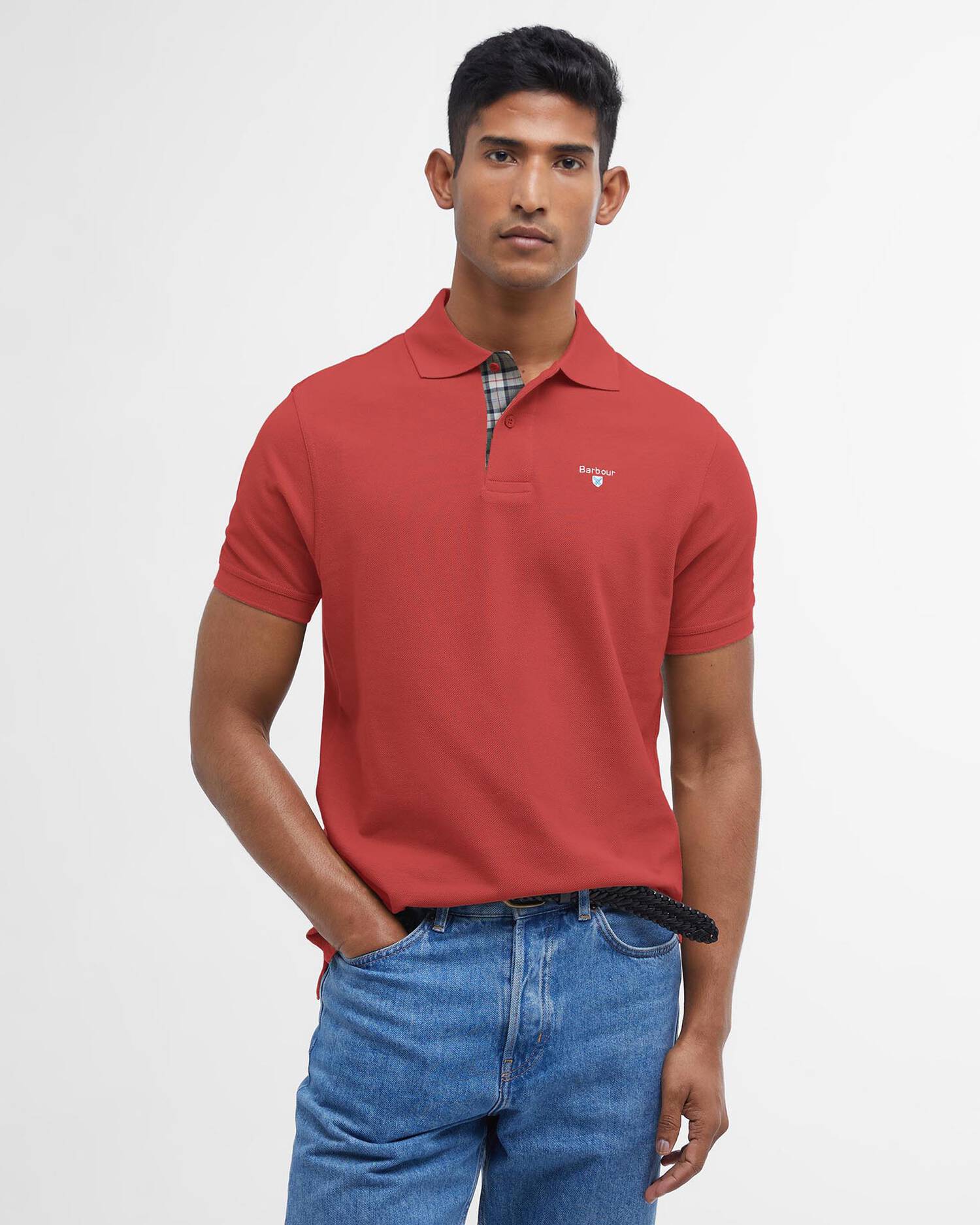 Barbour uomo polo rossa TARTAN