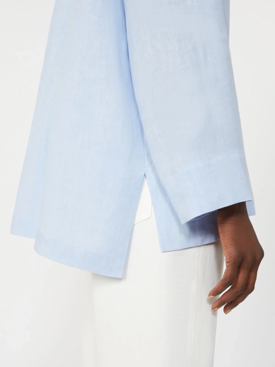 'S Max Mara camicia in lino collo coreano azzurra SMMCANTICO