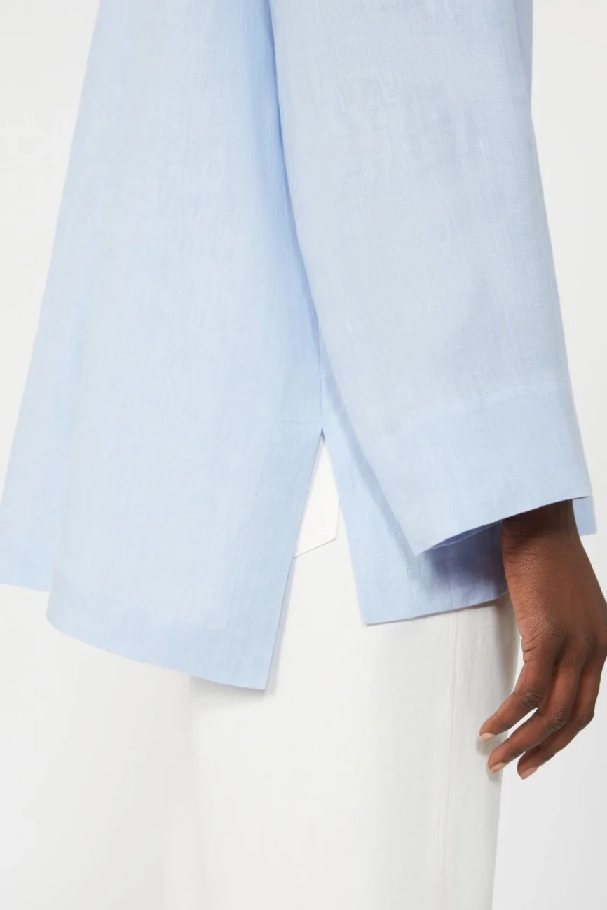 'S Max Mara camicia in lino collo coreano azzurra SMMCANTICO