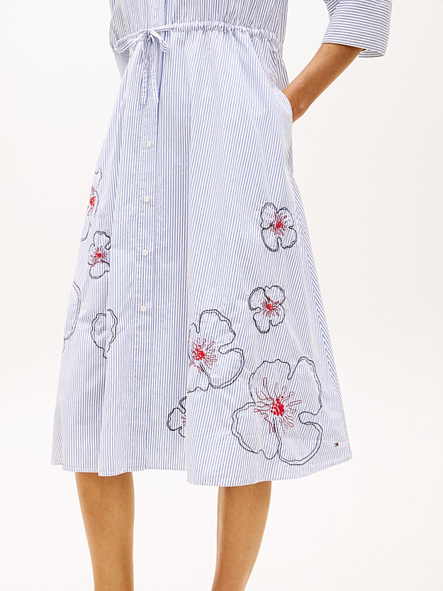 Tommy Hilfiger donna abito chemisier a righe con fiori ricamati - immagine 3