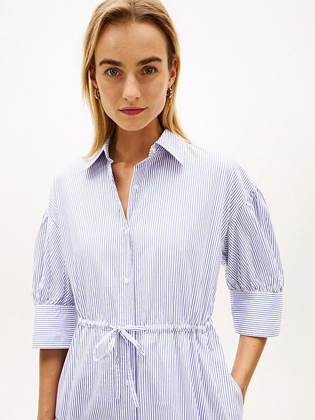 Tommy Hilfiger donna abito chemisier a righe con fiori ricamati - immagine 2