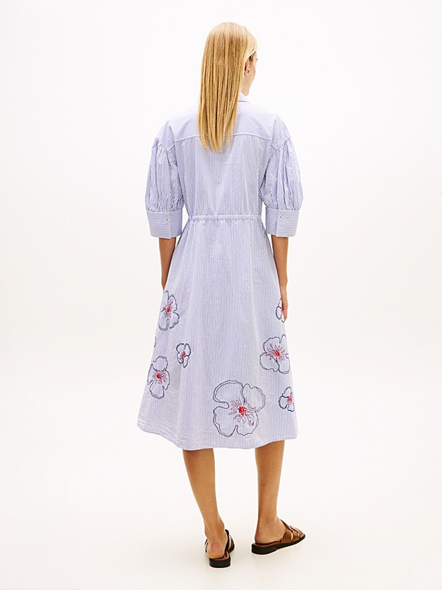 Tommy Hilfiger donna abito chemisier a righe con fiori ricamati - immagine 4