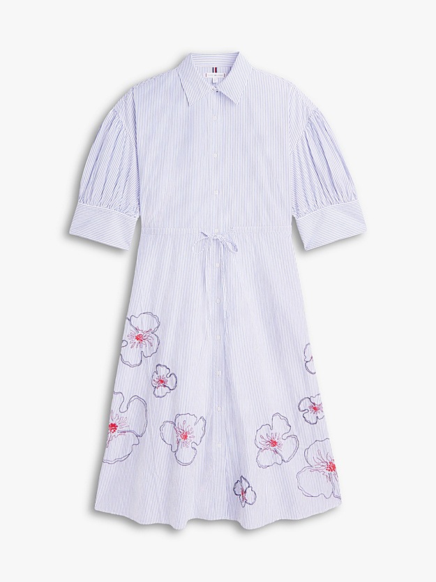 Tommy Hilfiger donna abito chemisier a righe con fiori ricamati - immagine 5