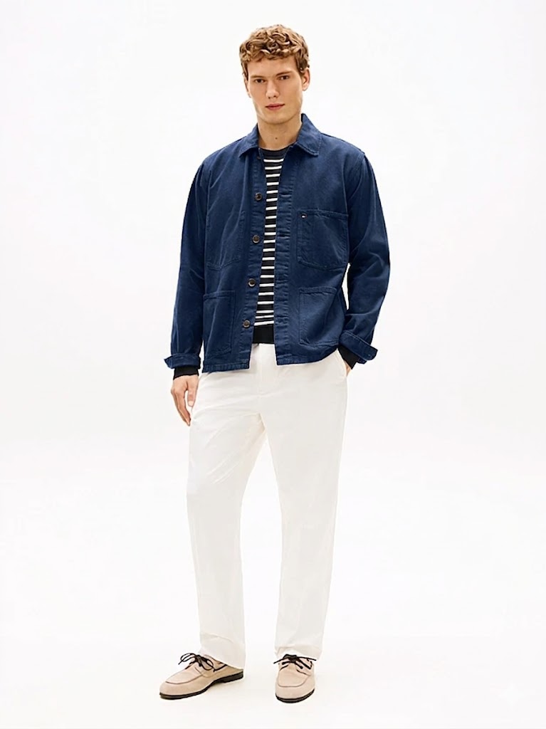 Tommy Hilfiger uomo overshirt in cotone blu - immagine 3