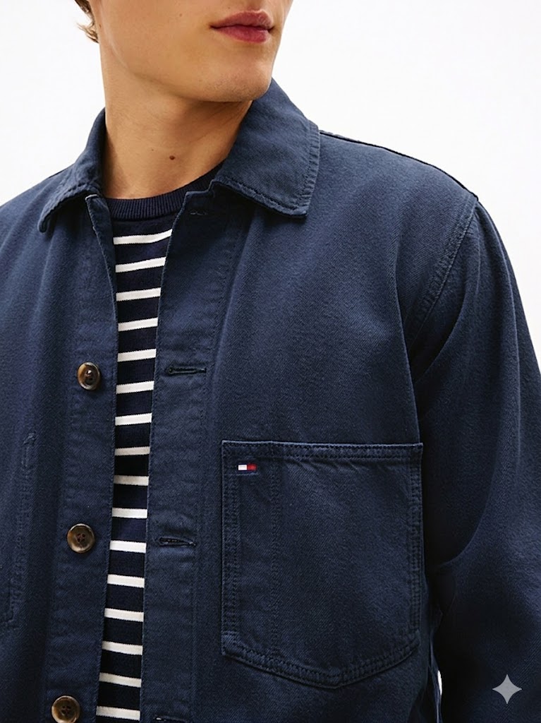 Tommy Hilfiger uomo overshirt in cotone blu - immagine 2