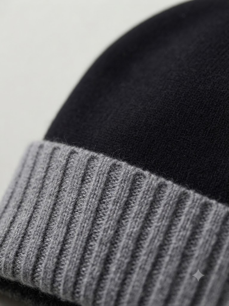 Riviera Cashmere cappello unisex reversibile in cashmere grigio e nero