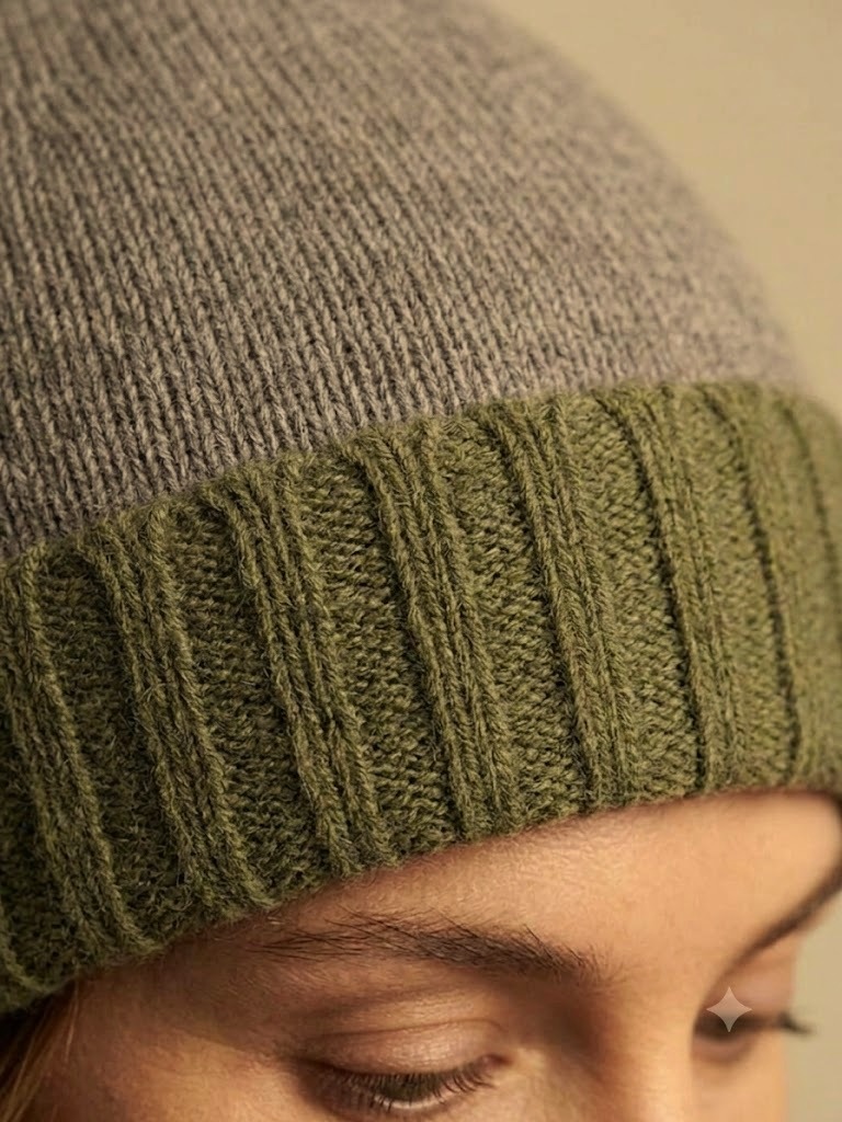 Riviera Cashmere cappello unisex reversibile in cashmere marrone e verde militare