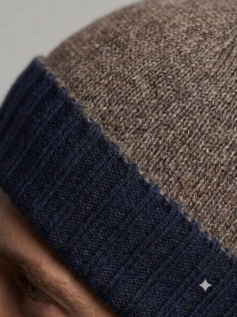 Riviera Cashmere cappello unisex reversibile in cashmere marrone e blu