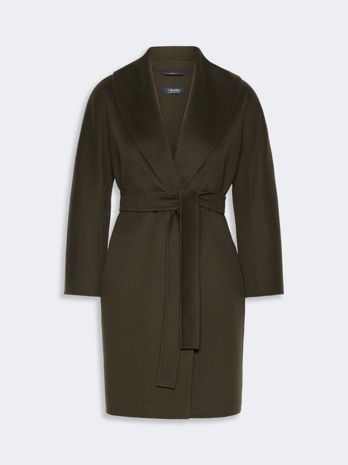 'S Max Mara cappotto a vestaglia in doppio di lana verde kakhi MESSI