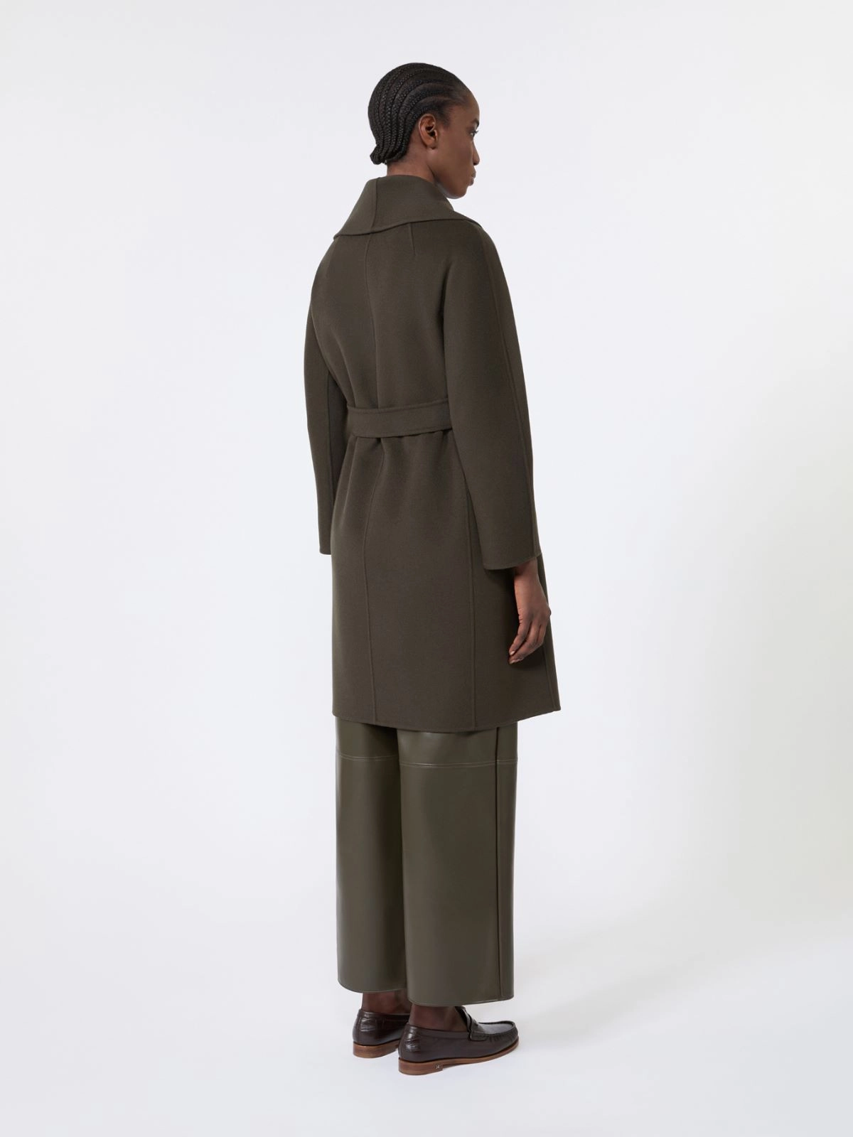 'S Max Mara cappotto a vestaglia in doppio di lana verde kakhi MESSI