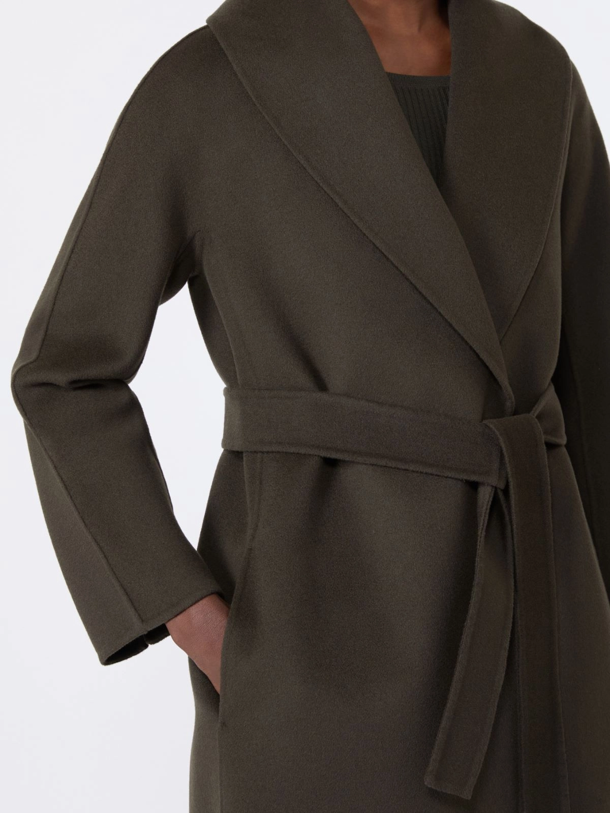'S Max Mara cappotto a vestaglia in doppio di lana verde kakhi MESSI