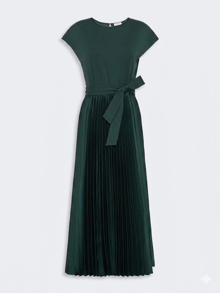 Weekend Max Mara abito in jersey con gonna plissè verde WKDGELA