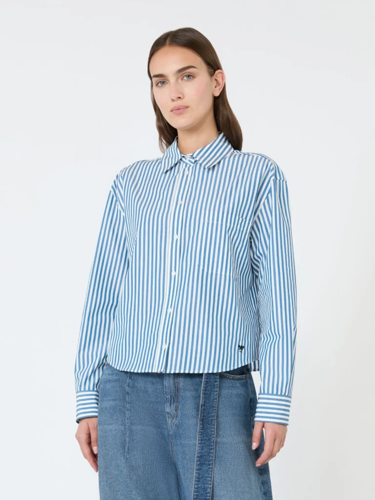 Weekend Max Mara camicia cropped a righe blu WKDPANETTO