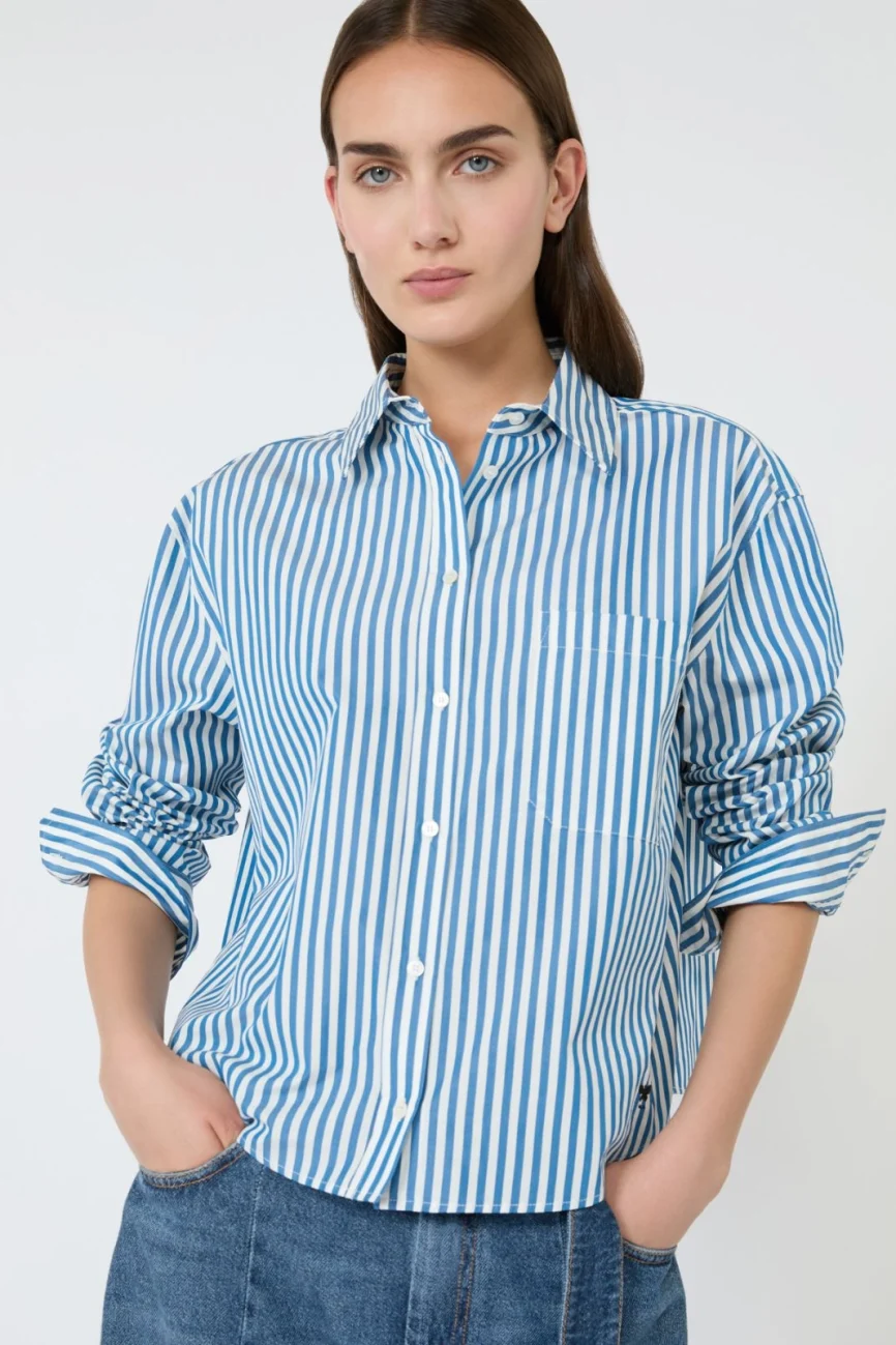Weekend Max Mara camicia cropped a righe blu WKDPANETTO