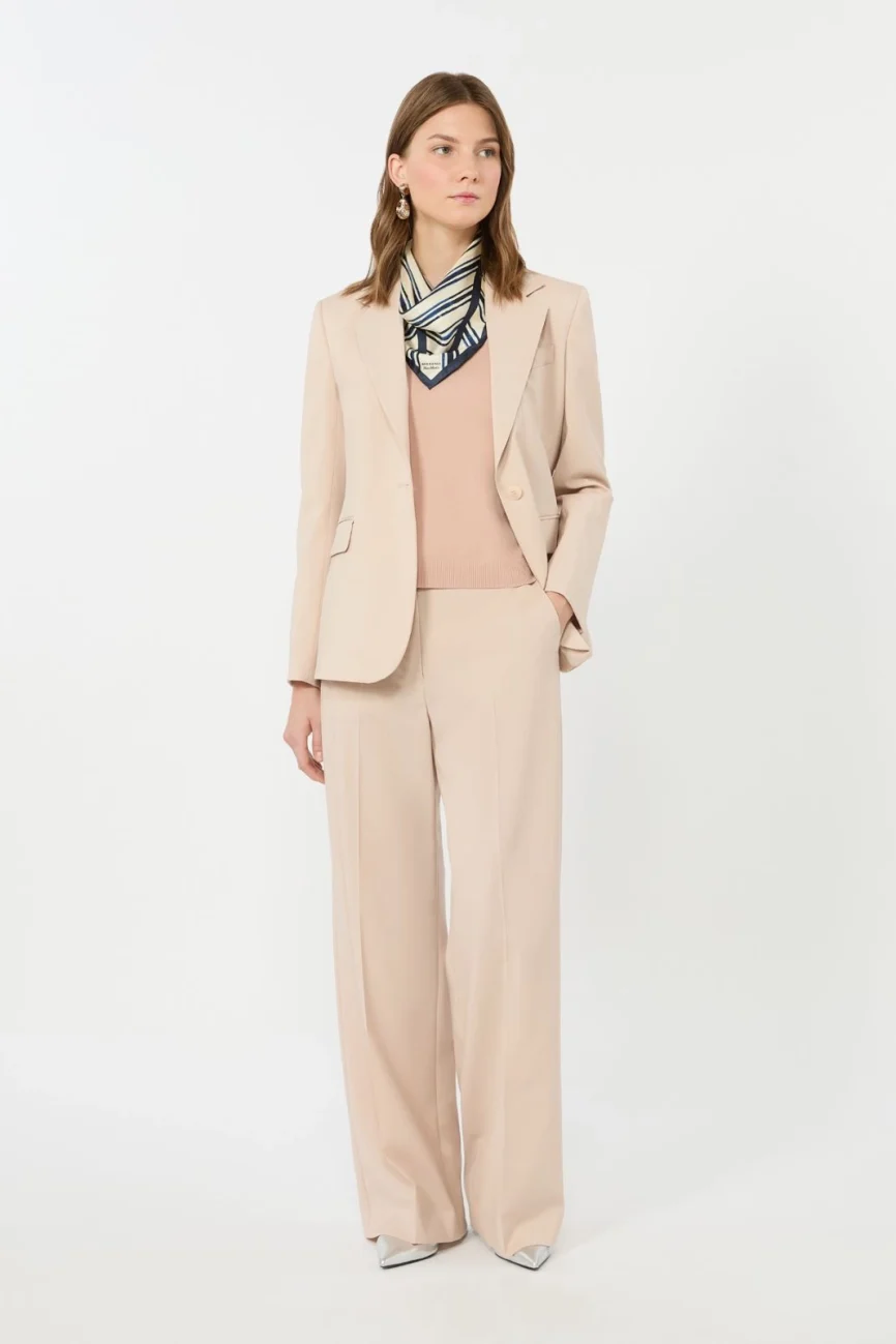 Weekend Max Mara giacca in tela di lana stretch rosa cipria WKDLAMINE