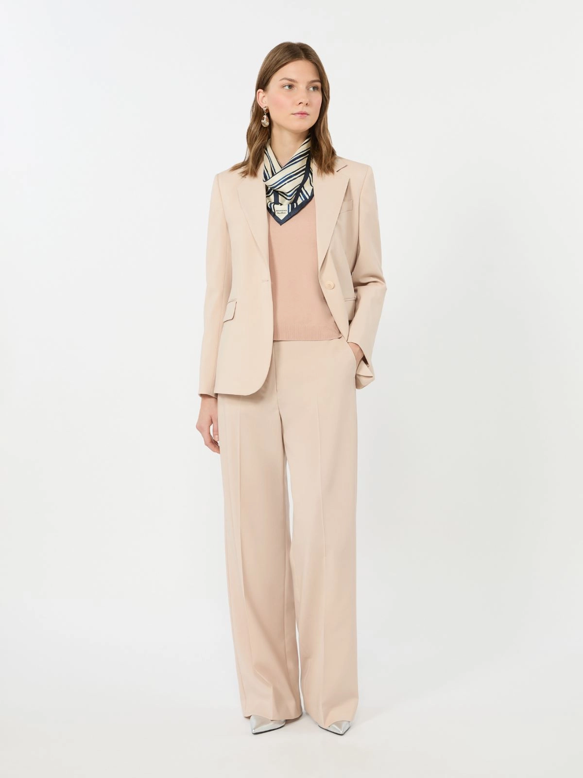 Weekend Max Mara giacca in tela di lana stretch rosa cipria WKDLAMINE