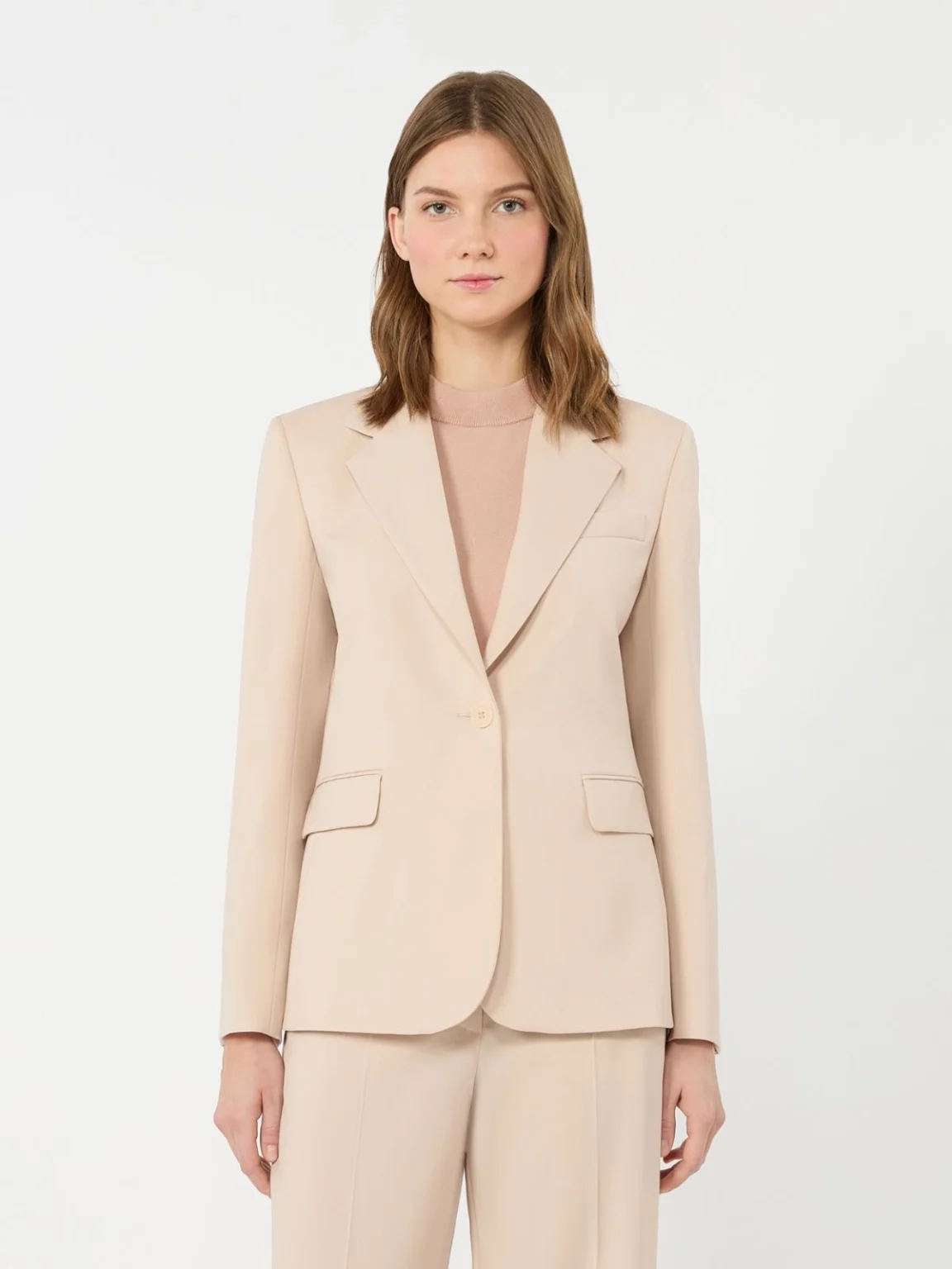 Weekend Max Mara giacca in tela di lana stretch rosa cipria WKDLAMINE
