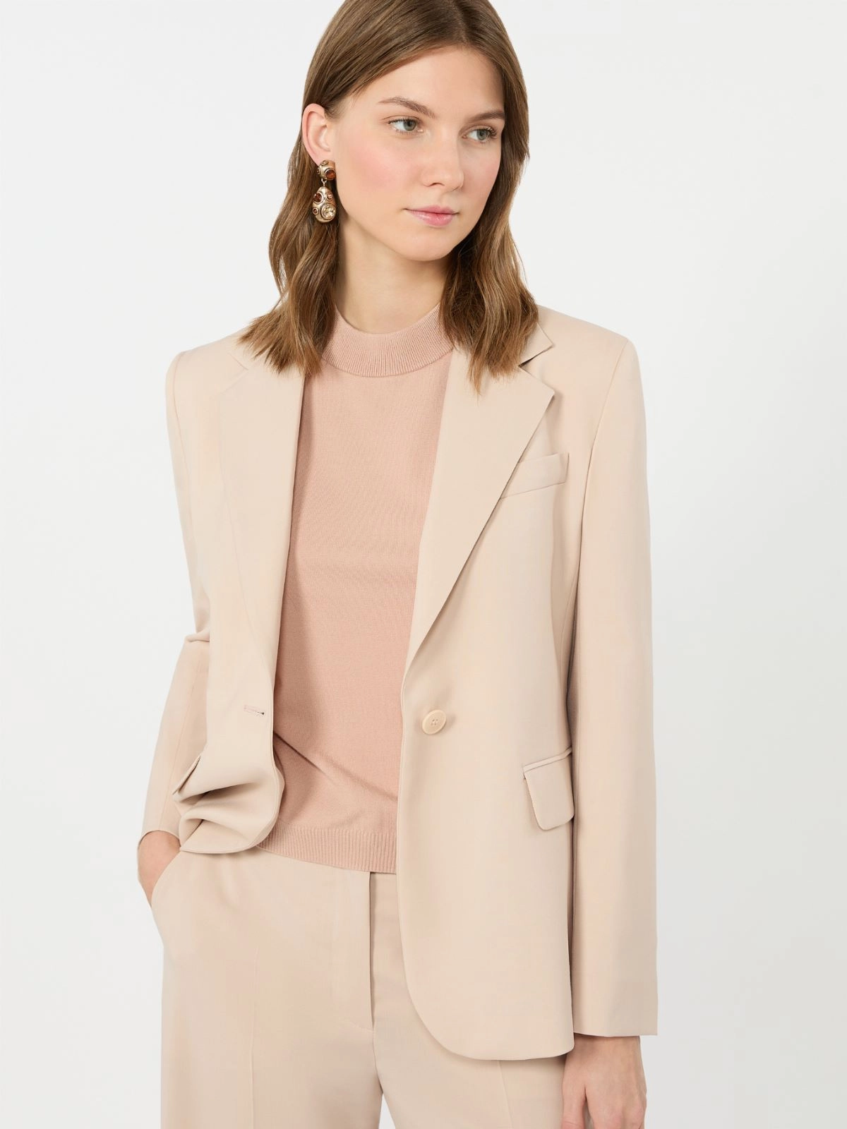 Weekend Max Mara giacca in tela di lana stretch rosa cipria WKDLAMINE
