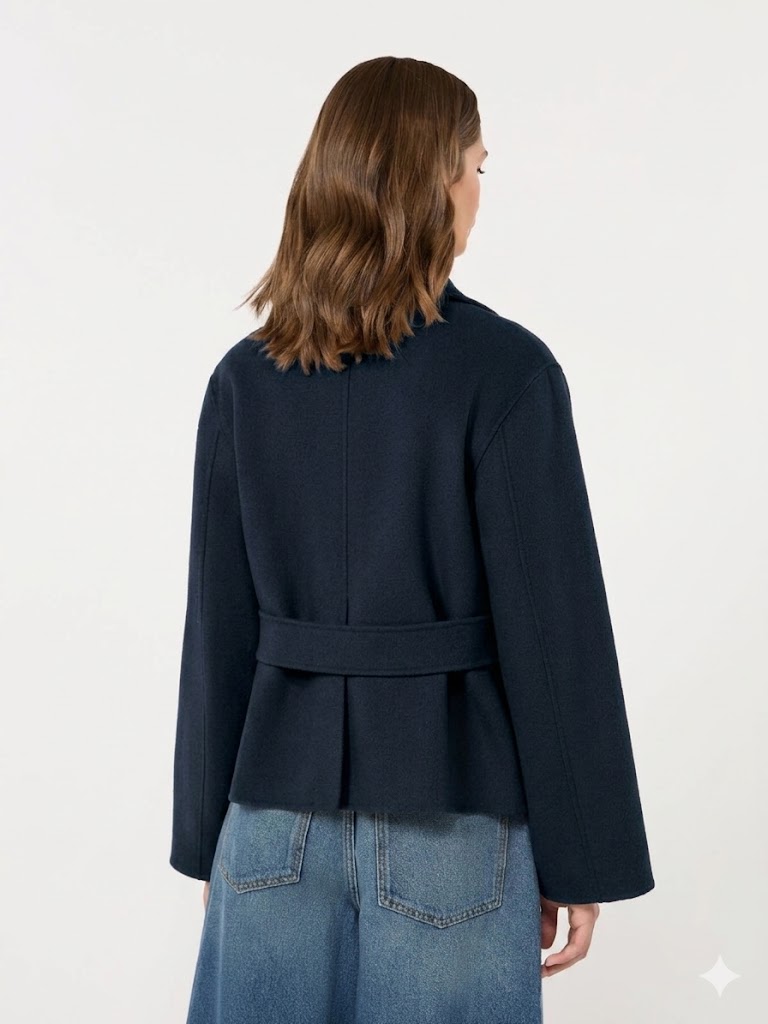 Weekend Max Mara giacca cropped in doppio di lana blu WKDPELOTA