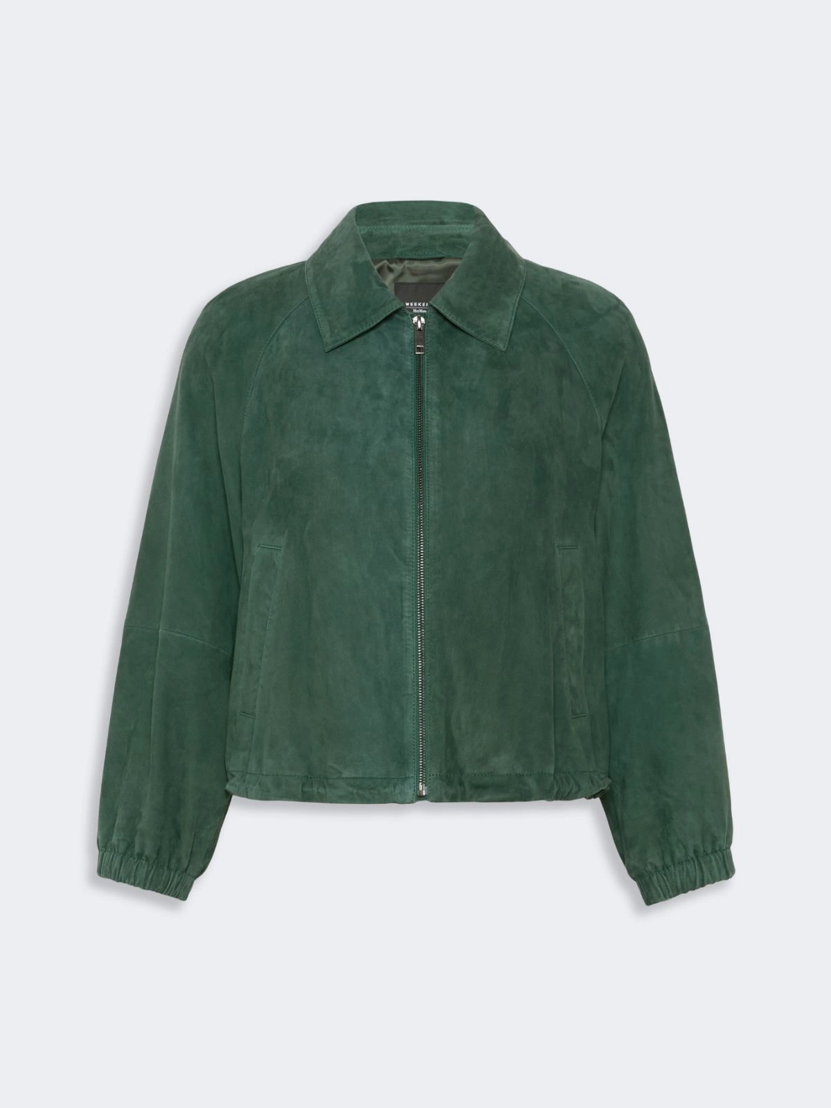 Weekend Max Mara giubbotto in suede verde scuro WKDZUPPA