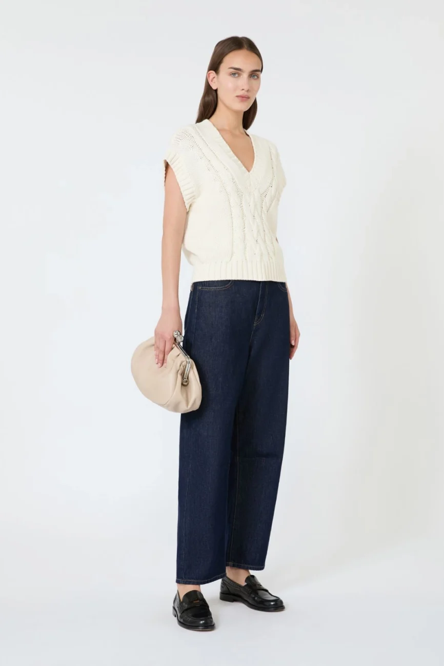 Weekend Max Mara gilet in cotone a trecce panna WKDPASCIA